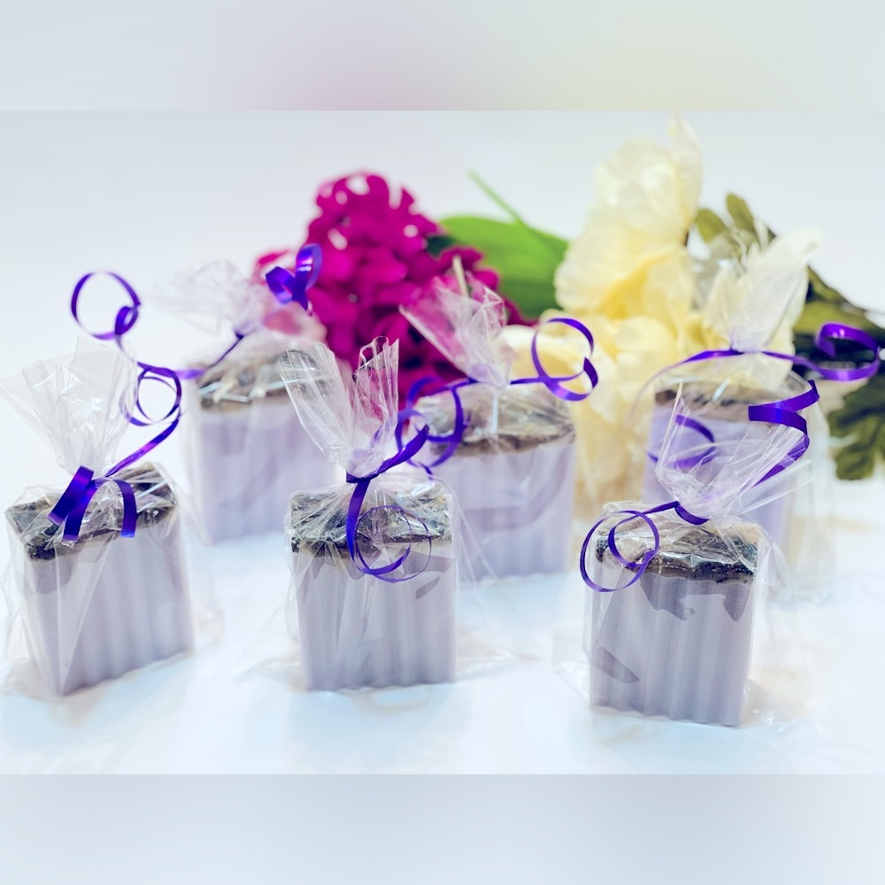 Lilac and Lillies bar soap. Topped with cornflowers. Home made soap.
